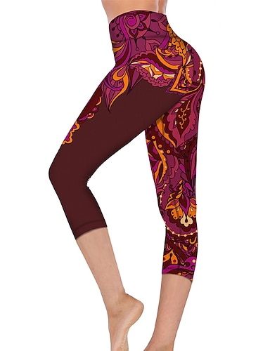 Boho Mandala Leggings with Pocket for Women Yoga High-Waist Tummy Control Workout Pant Tights