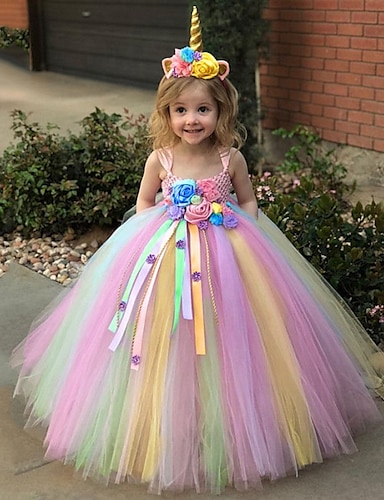 Party Infant Girls Unicorn Dress Holiday Rainbow Unicorn  Princess Costume 