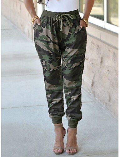 Mujer Moda Ocasional / deportivo Pantalones Chinos pantalones Estampado  Longitud total Pantalones Casual Microelástico Color Camuflaje Alta cintura  Camuflaje S M L XL 8864539 2022 – $22.59