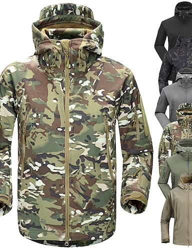 Windproof Outdoor Hiking Coat,B,S Mens Military Camouflage Jacket,Waterproof Winter Fleece Jacket