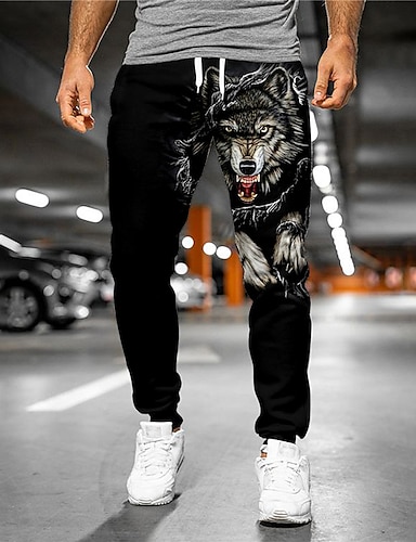 Men Joggers Pants 3D Print Animal Characters Lion Wolf Cat Snake Dog Graphic Plus Size Sweatpants 