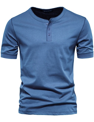 Herren Henley Shirts Kurzarm - Slim Fit Sommer Tops Aus Polyester-Spandex