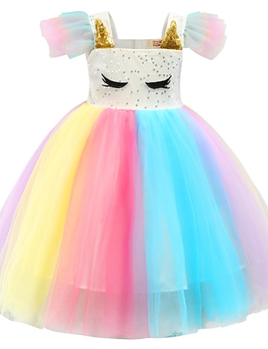 Coral Rainbow Unicorn Dress