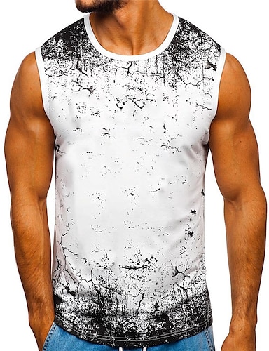 Man Casual Solid Color O-Neck Golden Skull Fitness Tanks
