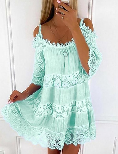 Women's A Line Dress Short Mini Dress Green Black Pink Yellow Light...
