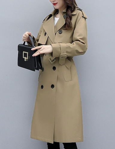 Women's Double Breasted Trench Coat Flowers Lace Trim Jacket Tie Waist Overcoat Women's Double Breasted Trench Coat Flowers Lace Trim Jacket Tie Waist Overcoat