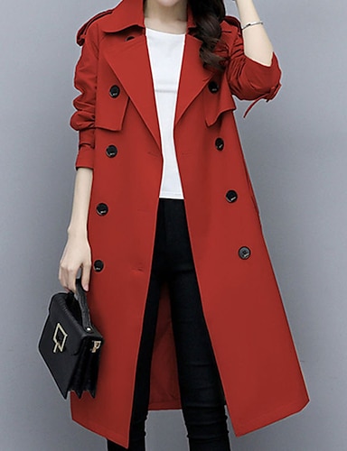Women's Double Breasted Trench Coat Flowers Lace Trim Jacket Tie Waist Overcoat Women's Double Breasted Trench Coat Flowers Lace Trim Jacket Tie Waist Overcoat