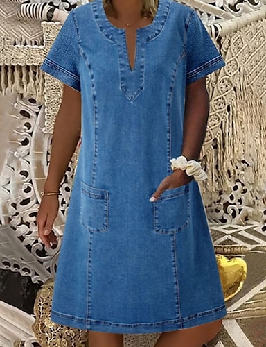 heine short sleeve chambray dress