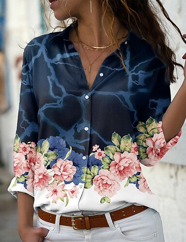 Women's Floral Blouse Shirt Floral 