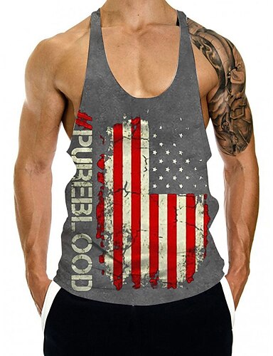 Summer Fashion Camouflage Printing Sleeveless Leisure Sports Vest Tops,Gray,M,United States