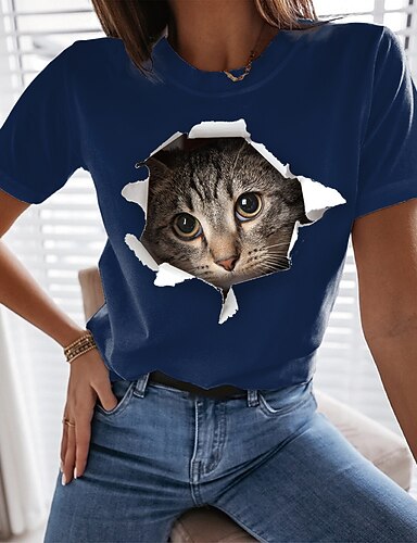 Women's Casual Weekend 3D Cat Painting 