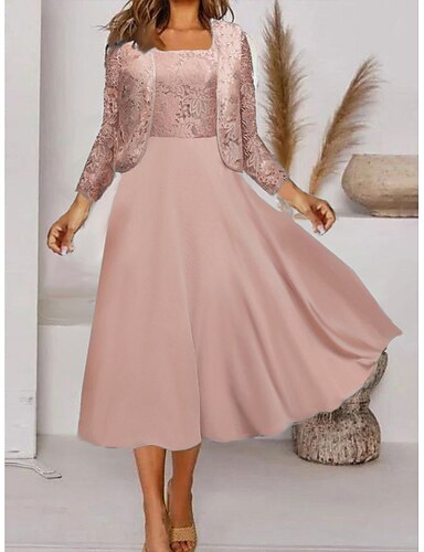 Women's A Line Dress Midi Dress Blue Pink Long Sleeve Floral Solid...