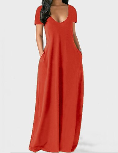 Put repetition Figure Γυναικεία Φόρεμα ριχτό Μακρύ φόρεμα φθορίζον πράσινο Μαύρο Θαλασσί Γκρίζο  Βυσσινί Κίτρινο Πράσινο Ανοικτό Κόκκινο Κρασί Πορτοκαλί Ροδοκόκκινο  Κοντομάνικο Μονόχρωμες Άνοιξη Καλοκαίρι 8611880 2022 – $18.99