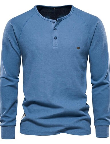 SGDLESN Henley Shirt Herren Baumwolle Langarmshirt - Basic Mit Knopfleiste & Rundhalsausschnitt