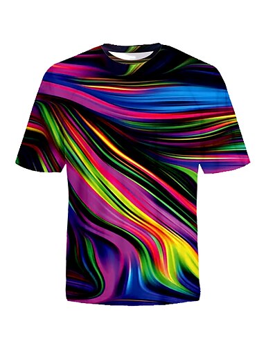 Men's T shirt Tee Shirt Tee Graphic Abstract Round Neck Blue Gold ...