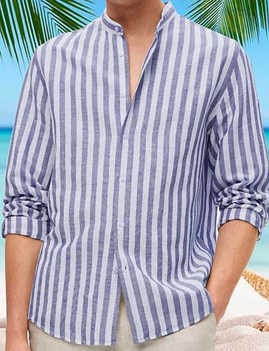 Chemise Homme Manches Courtes UHouse - Col Mao, Tissu Léger Et Respirant - Idéale Pour L'été, Le Bureau Ou Les Sorties