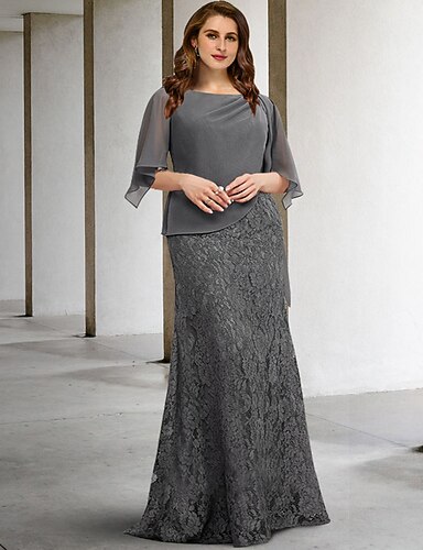 Linea-A Abito Da Cerimonia Per Signora Formale Invitati Del Matrimonio Elegante Girocollo Con Decorazione Gioiello Lunghezza Te Chiffon Di Pizzo Manic P9498886