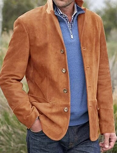 Retro Brown Suit Men's Casual Single-breasted Jacket