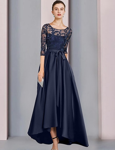 A-Line Mother of the Bride Dress Wedding Guest Elegant High Low Scoop ...