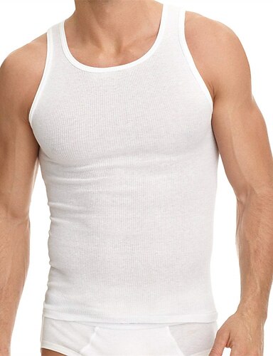 Men's Tank Top Undershirt Sleeveless Shirt Wifebeater Shirt Plain U ...