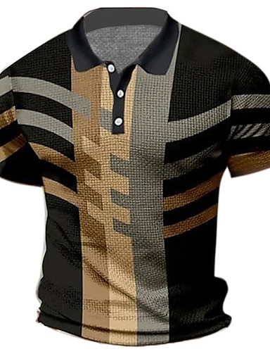 Men's Polo Shirt Golf Shirt Graphic Prints Geometry Turndown Gray ...