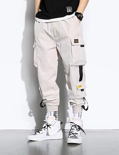 Men's Cargo Pants Joggers Trousers Cropped Pants Drawstring Elastic ...