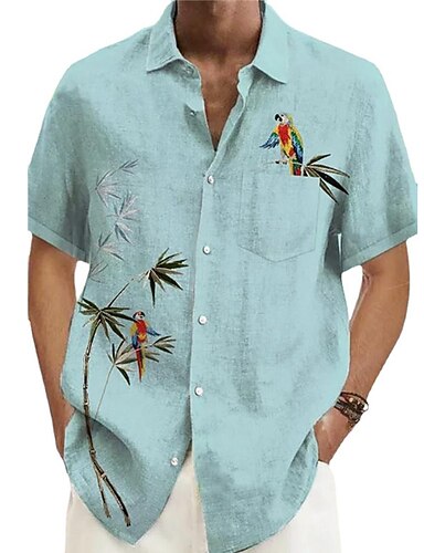 Chemise Homme Motif Pizza - Style Hawaïen Cubain - 100% Coton - Manches Courtes - Parfaite Pour Vacances Et Plage