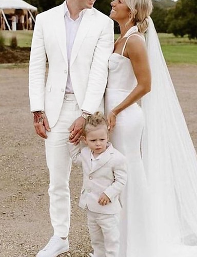 White suit beach wedding sales