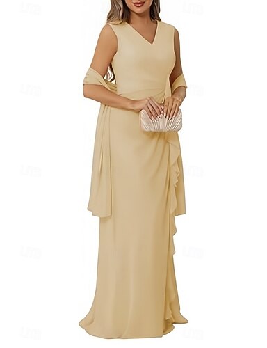 Vestido De Dama De Honor Para Jóvenes Con Escote En Los Hombros Champán main image 1