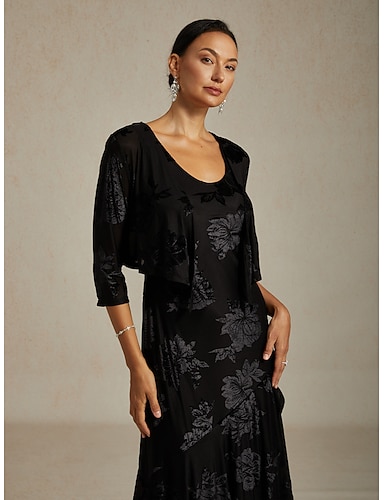 Damskie welurowe bolerka kwiatowe eleganckie vintage rękawy 3/4 dekolt V gość weselny impreza wieczorna wieczorna impreza czarna jesień zima tanie