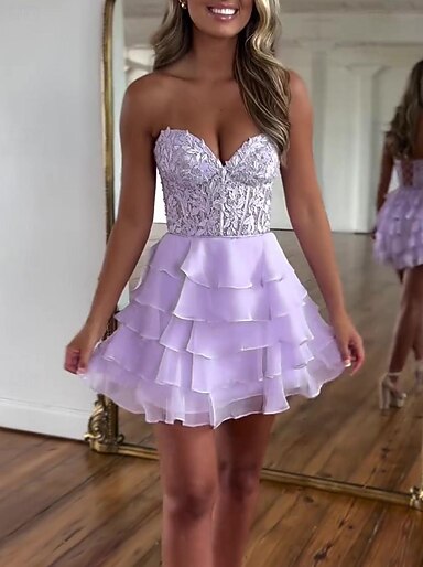 country homecoming dresses LaDivine CDCJ419 Homecoming Short A Line Applique Cocktail Dress – The Dress  Outlet