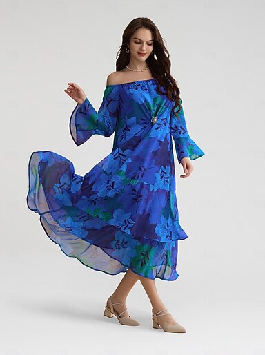 us navy dinner dress blue Royal Blue Ribbed Long Sleeve Side Slit Maternity Maxi Dress – PinkBlush main image 1
