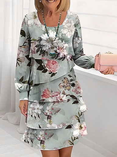 Easter Women's Knee Length Dress A Line Dress Tiered Dress Elegant Vacation Casual Regular Fit Floral Graphic Leaf Long Sleeve Crew Neck Green Khaki Spring Fall Winter 2026 - 36.99 Easter Women's Knee Length Dress A Line Dress Tiered Dress Elegant Vacation Casual Regular Fit Floral Graphic Leaf Long Sleeve Crew Neck Green Khaki Spring Fall Winter 2026 - 36.99