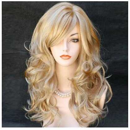 светлые парики для женщин синтетический парик объемная волна волнистые с челкой парик женская боковая часть синтетические волосы светлые парики блондинка длинный черный / красный блондинка черный 22