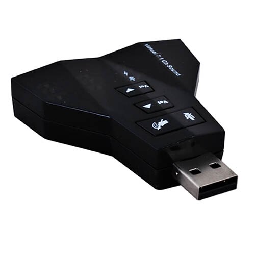 c-media aangedreven diamant virtuele 7.1-surround usb 2.0 geluidskaart met 2 * luidsprekers en 2 * microfoons