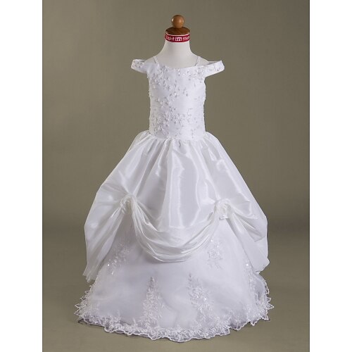 Ball Gown Floor Length Flower Girl Dress First Communion Cute Prom Dress Lace with Beading Fit 3-16 Years