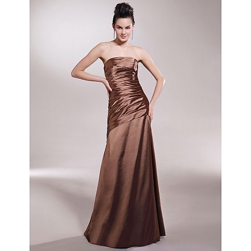 

Princess / A-Line Bridesmaid Dress Strapless Sleeveless Floor Length Stretch Satin with Side Draping 2022