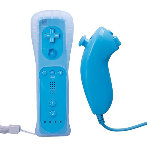 Remote and Nunchuk Controller with Case for Wii/Wii U (Blue)