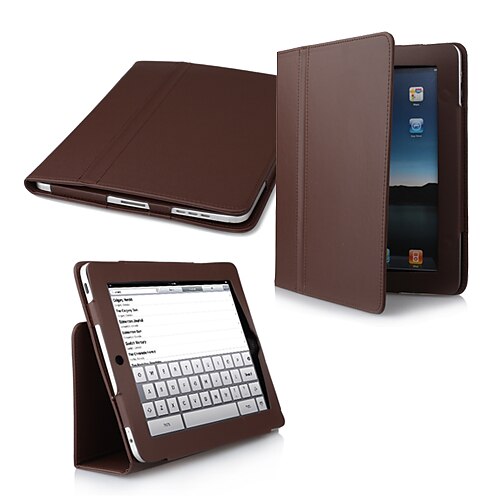 2-in-1 Protective PU Leather Carry Case + Movie Stand for iPad 2/3/4 (Brown)