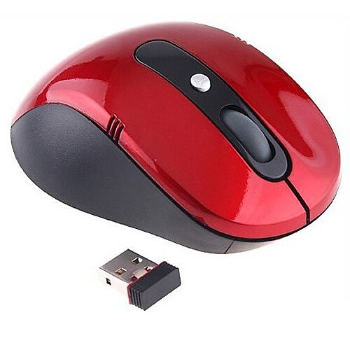 Wireless Optical Mouse + 2.4GHz USB Receiver (Red)