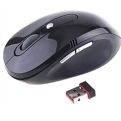 Wireless Optical Mouse + 2.4GHz USB Receiver (Black)