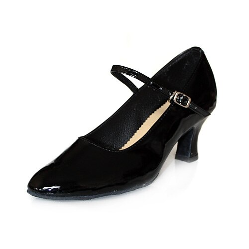 Women's Modern Shoes / Ballroom Shoes Leatherette Heel Buckle Low Heel Non Customizable Dance Shoes Black / Black