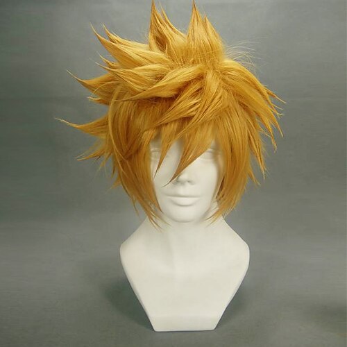 Kingdom Hearts Roxas Cosplay Wigs Men‘s 14 inch Heat Resistant Fiber Anime Wig