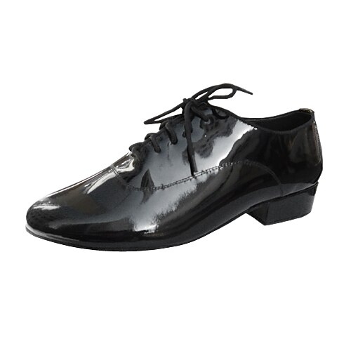 Men's Modern Shoes Leather Oxford Lace-up Non Customizable Dance Shoes Black
