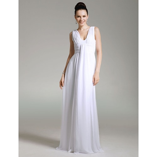 

Sheath / Column Elegant All Celebrity Styles Inspired by TV Stars Formal Evening Military Ball Dress V Neck Sleeveless Floor Length Chiffon with Ruched Draping 2022
