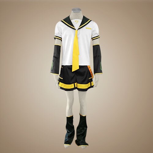 Inspired by Vocaloid Kagamine Len Video Game Cosplay Costumes Cosplay Suits Patchwork Short Sleeve Top Sleeves Belt Costumes / Satin