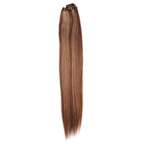 24 Inch 8 Pcs 100% Human Hair Silky Straight Clips In Hair Extensions