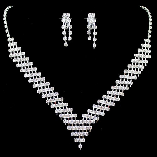 elegant stras de mireasă set de bijuterii - 17 inch colier cu cercei