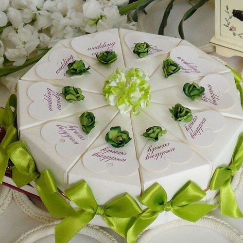 Card Paper Favor Holder with Ribbons / Flower Favor Boxes - 10