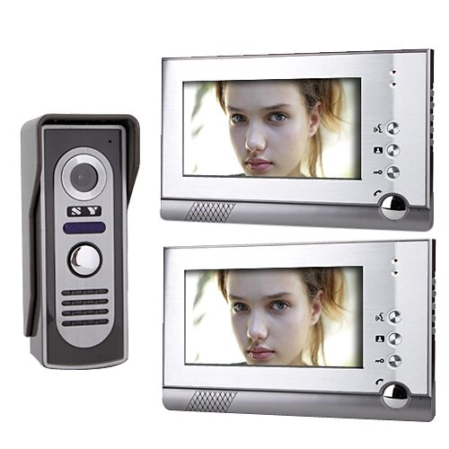 7 polegadas TFT colorido LCD de vídeo do sistema de telefone da porta (1 câmera com 2 monitor)